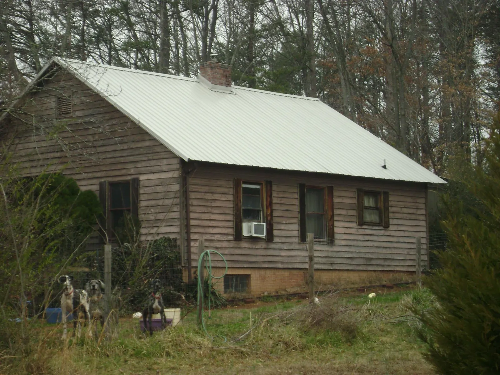 White metal roof on an old wood sided farmhouse, from a Metal Roof Installation job in Whitharral